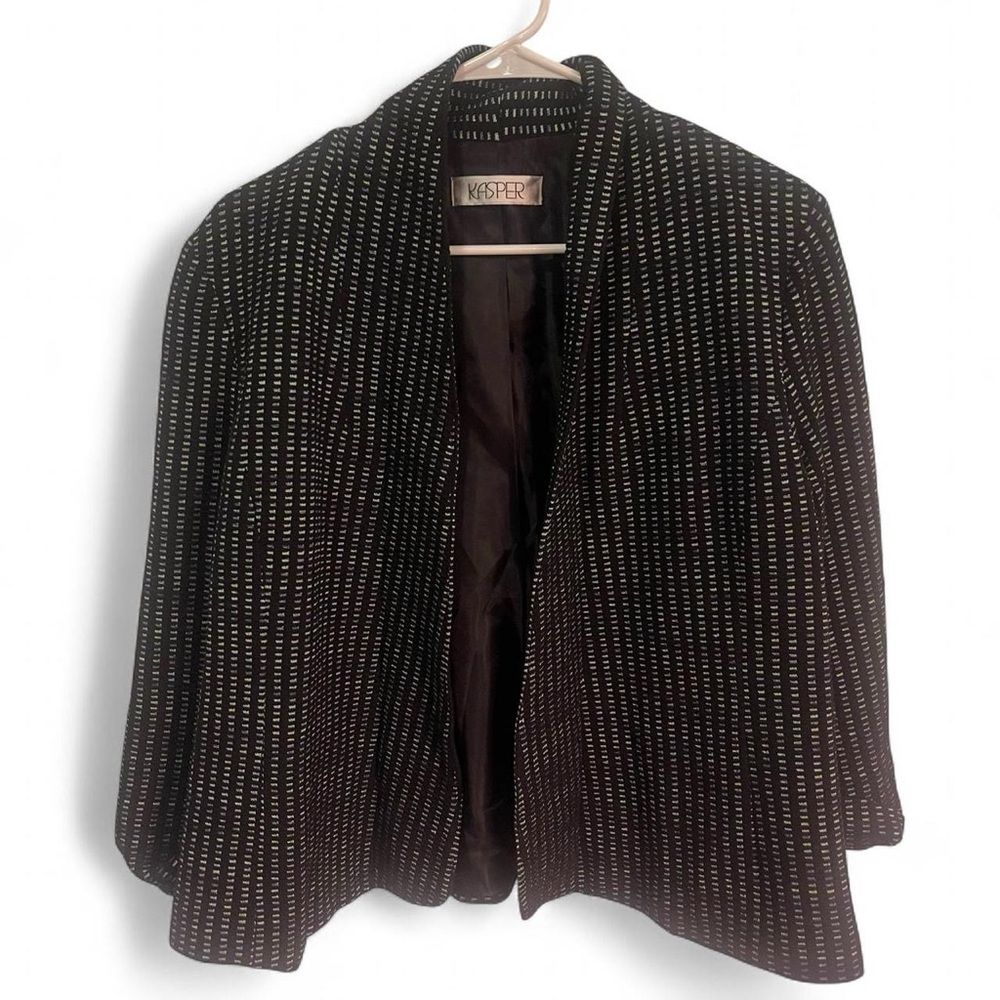Kasper Black Knit Striped Blazer